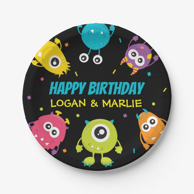Joint Monster Birthday Party Paper Plate (Front)