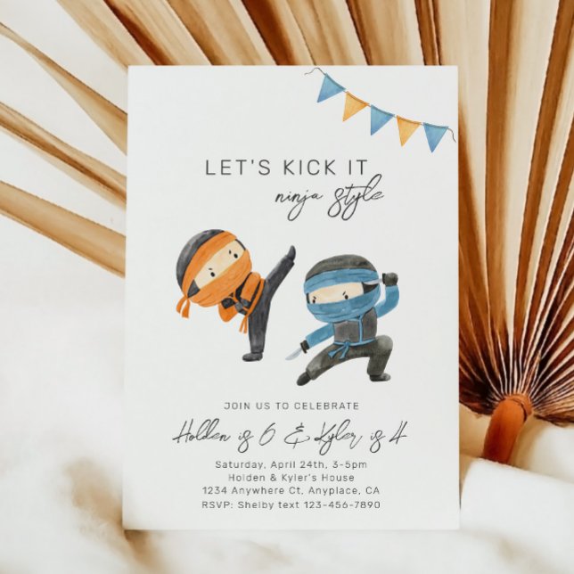 Joint Ninja Birthday Invitation | Sibling Birthday (Creator Uploaded)