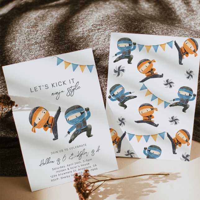 Joint Ninja Birthday Invitation | Sibling Birthday (Creator Uploaded)