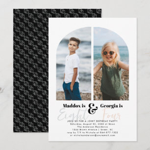 Joint Party   Simple 2 Photo Birthday Party Invitation