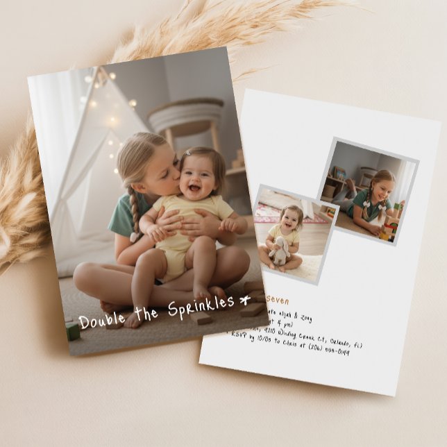 Joint Sibling Photo Double Birthday Party Invitation (Creator Uploaded)