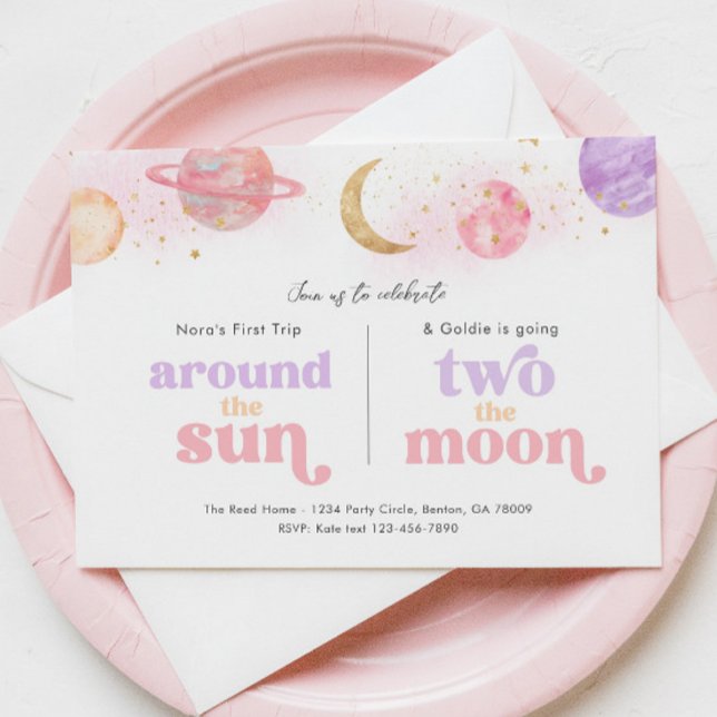 Joint Space 1st & 2nd Birthday Invitation (Creator Uploaded)