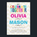 Joint twin birthday party invitation<br><div class="desc">♥ A perfect way to invite your guests to a joint birthday party!</div>