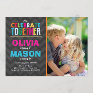 Joint twin birthday party invitation Boy Girl