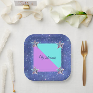  Joint twin space birthday party  Boy Girl Paper Plate