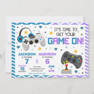 Joint Video Game Birthday Invitation   Gamer Party