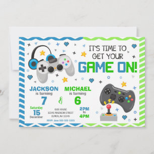 Joint Video Game Birthday Invitation   Gamer Party