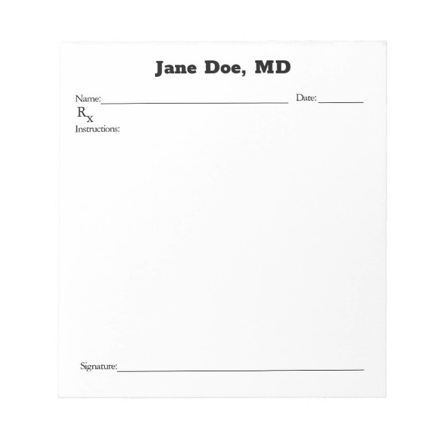 Joke prescription pad - 5.5" x 6" Notepad  (Front)