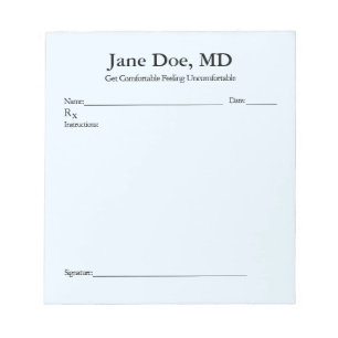 Joke prescription pad  - 5.5" x 6" Notepad   Blue