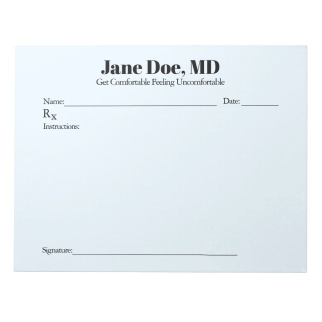 Joke prescription pad  - 8.5" x 11" Notepad   Blue (Front)