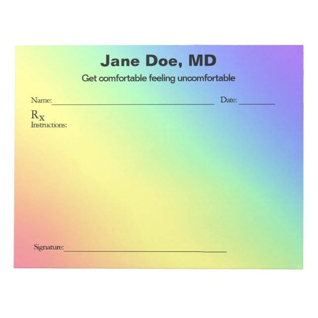 Joke prescription rainbow - 11" x 8.5" Notepad (Front)