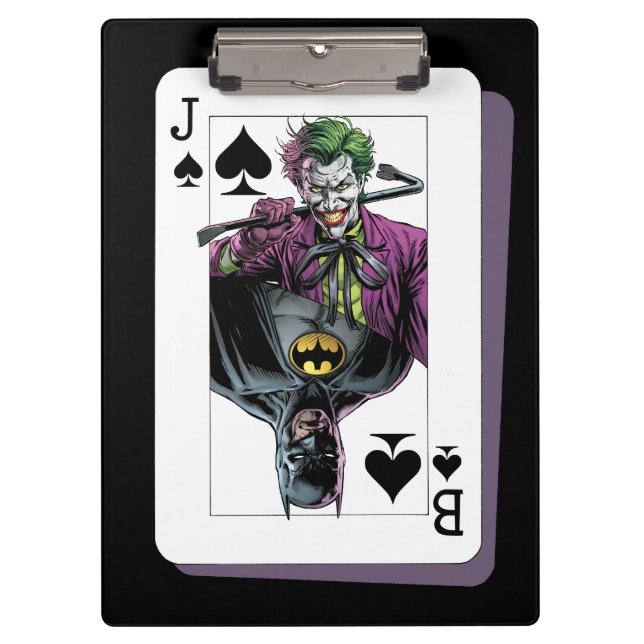 Joker and Batman Spade Playing Card Illustration Clipboard (Front)