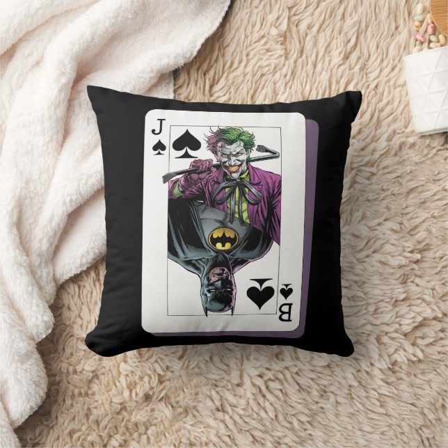 Joker and Batman Spade Playing Card Illustration Cushion (Blanket)