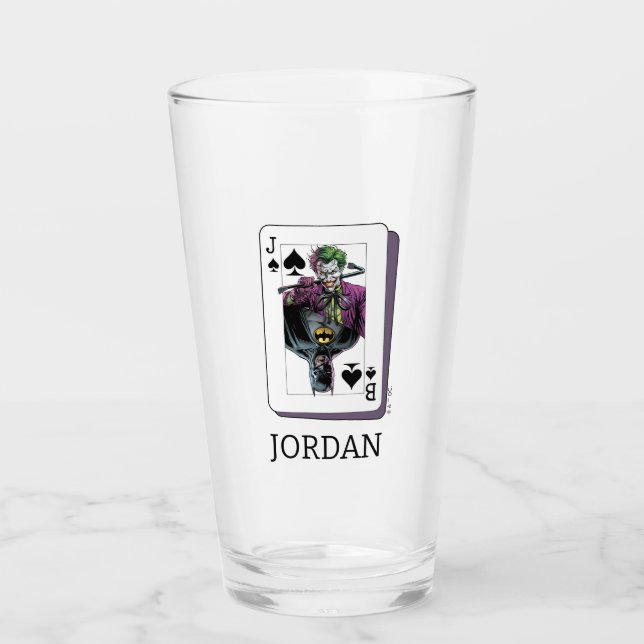 Joker and Batman Spade Playing Card Illustration Glass (Front)