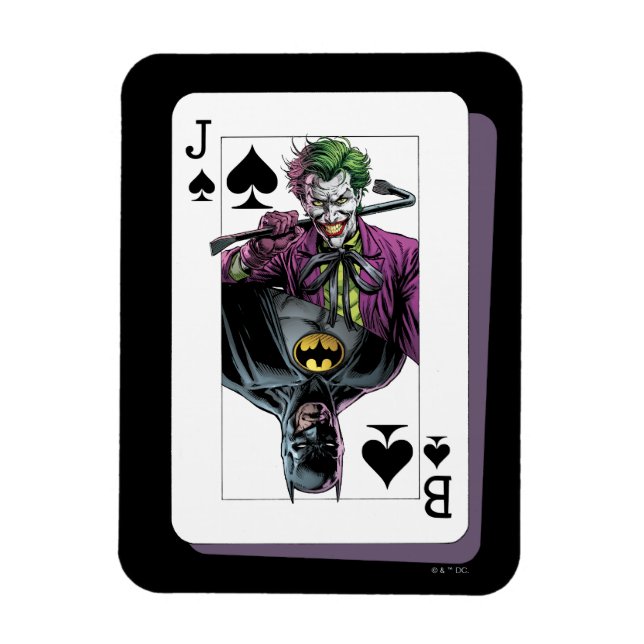 Joker and Batman Spade Playing Card Illustration Magnet (Vertical)