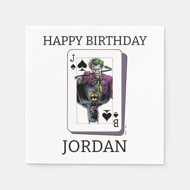 Joker and Batman Spade Playing Card Illustration Napkin (Front)