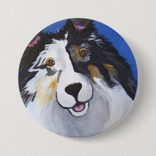 Joker Blue Merle Sheltie by Amy Bolin 7.5 Cm Round Badge