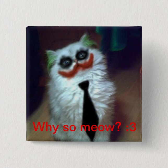 Joker Cat 15 Cm Square Badge (Front)