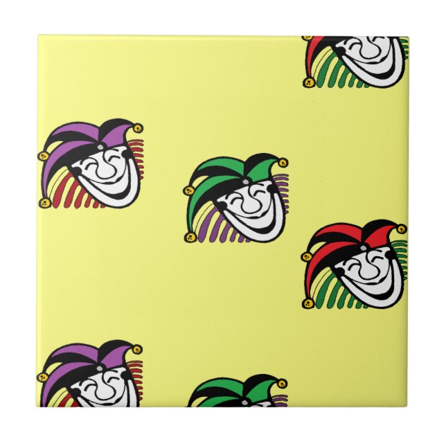 Joker colourful hats pattern yellow ceramic tile (Front)