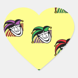 Joker colourful hats pattern yellow heart sticker