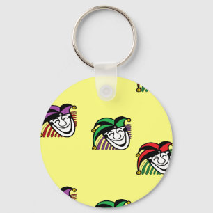 Joker colourful hats pattern yellow key ring