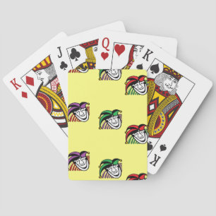 Joker colourful hats pattern yellow playing cards