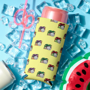 Joker colourful hats pattern yellow seltzer can cooler