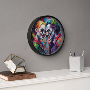 JOker Love Grafitty Harley Quinn Wall Clock Couple
