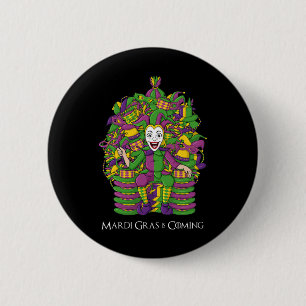Joker Mardi Gras Throne Fun Boys Girls Kids 6 Cm Round Badge