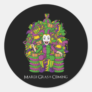 Joker Mardi Gras Throne Fun Boys Girls Kids Classic Round Sticker