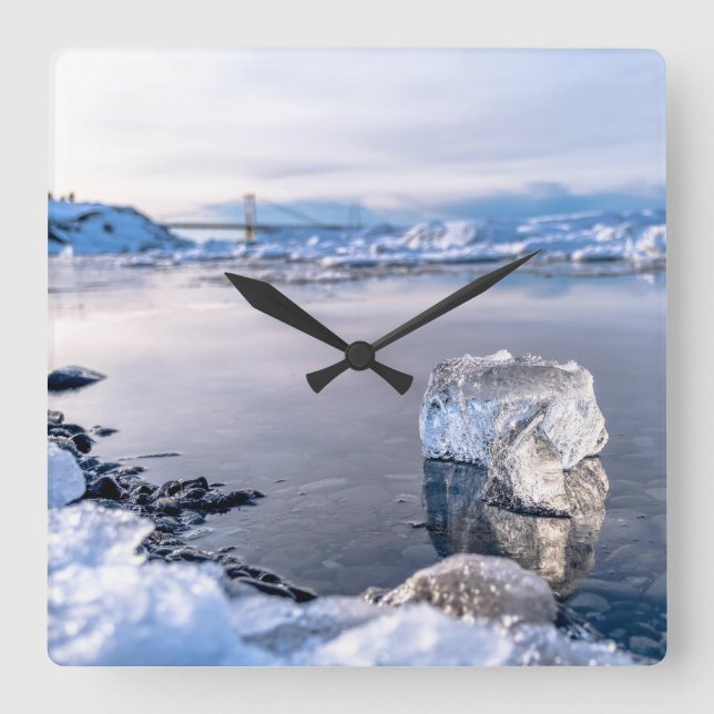 Jökulsárlón Glacier Lagoon Iceberg Square Wall Clock (Front)