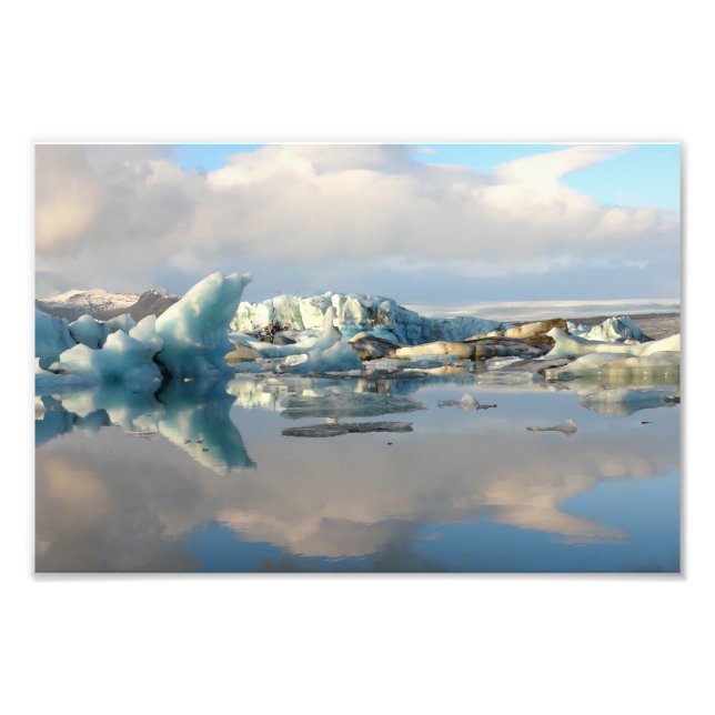 Jokulsarlon iceberg lake reflection photo print (Front)
