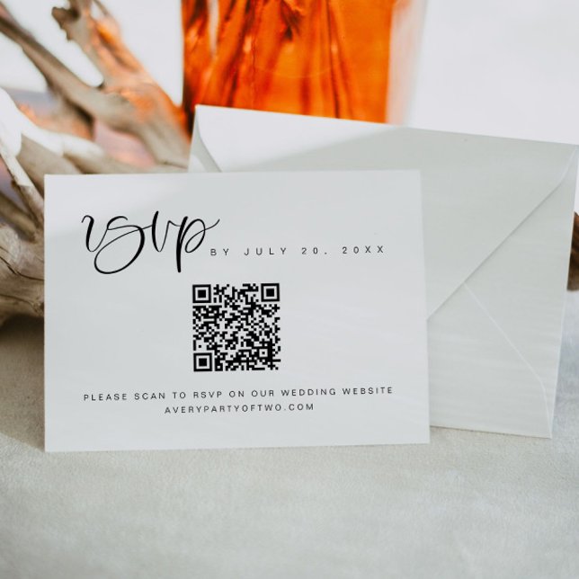 JOLIE Boho Modern Minimalist QR Code Wedding RSVP Invitation (Creator Uploaded)