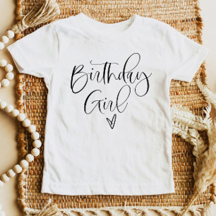 JOLIE Cute Modern Boho Script Birthday Girl Baby T-Shirt