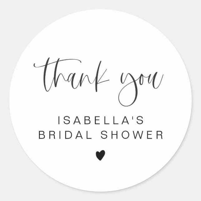 JOLIE Fun Modern Minimal Bridal Shower Thank You Classic Round Sticker (Front)