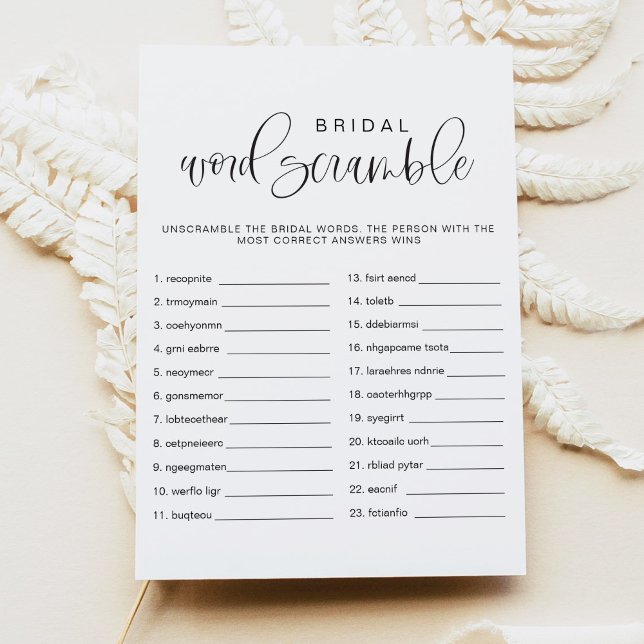 JOLIE Minimal Word Scramble Bridal Shower Game Invitation (Creator Uploaded)