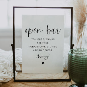 JOLIE Minimalist Boho Funny Open Bar Sign Invitation