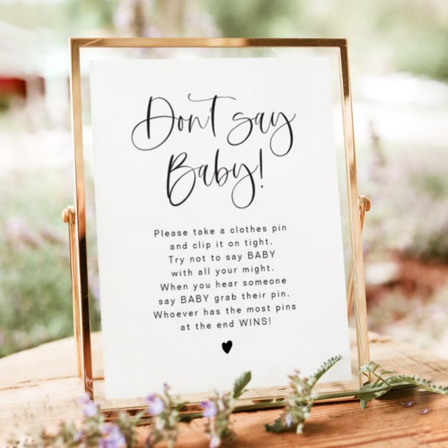 JOLIE Minimalist Don't Say Baby Shower Game Sign (Creator Uploaded)