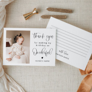 JOLIE Minimalist Fun Onederful Birthday Thank You Invitation