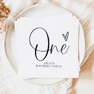 JOLIE Modern Boho One Heart First Birthday Napkin