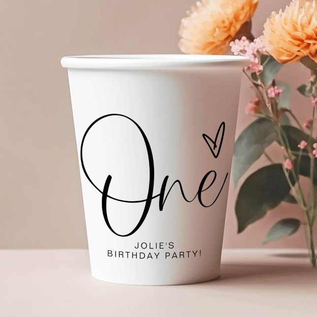 JOLIE Modern Boho One Heart First Birthday Paper Cups (Creator Uploaded)