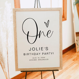 JOLIE Modern Boho One Heart First Birthday Welcome Poster