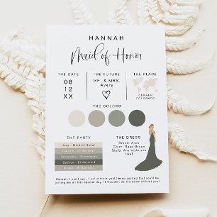JOLIE Modern EDITABLE Maid of Honour Info Card