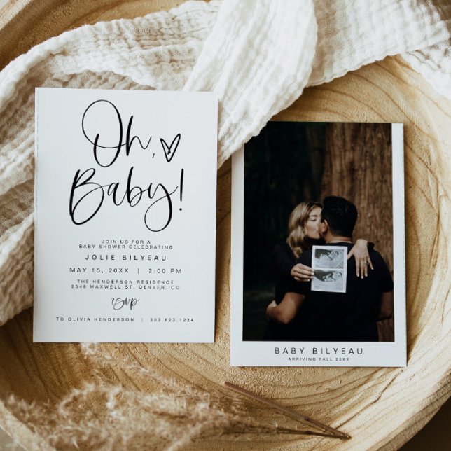 JOLIE Modern Minimal Heart Boho Baby Shower Invitation (Creator Uploaded)