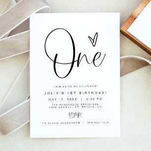 JOLIE Modern Minimalist ONE Boho 1st Birthday Invitation