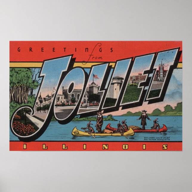 Joliet, Illinois - Large Letter Scenes Poster (Front)