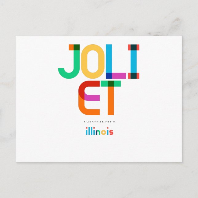 Joliet Illinois Mid Century, Pop Art, Postcard (Front)