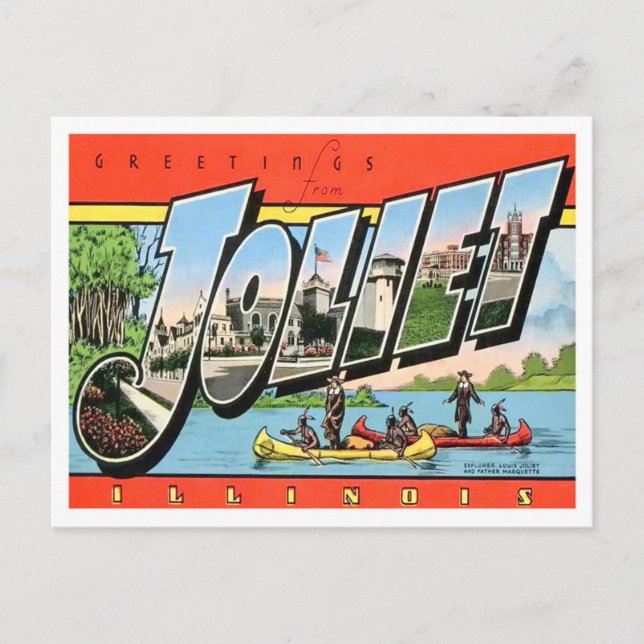 Joliet, Illinois Vintage Big Letters Postcard (Front)