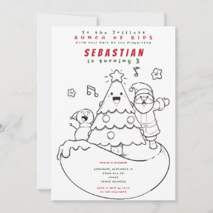 Jolliest Bunch Cute Kids Christmas Birthday Party Invitation