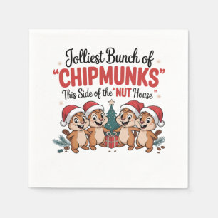 Jolliest Bunch of Chipmunks Funny Rodents Xmas Napkin